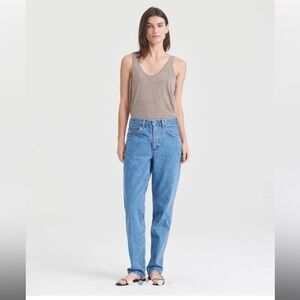 NAADAM 100%‎ Cashmere V-Neck Tank Top in Timber-Oatmeal Neutral Color-Size Large